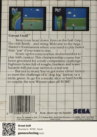 Great Golf Sega Master System, NTSC box back
