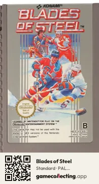 Blades of Steel Nintendo Entertainment System, PAL cartridge label