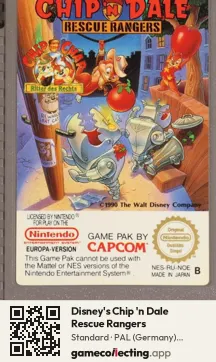 Disney's Chip 'n Dale Rescue Rangers Nintendo Entertainment System, PAL cartridge label
