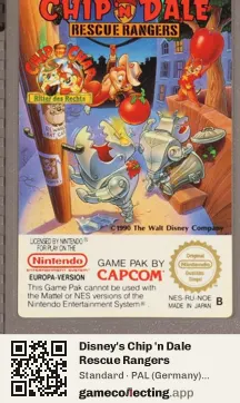 Disney's Chip 'n Dale Rescue Rangers Nintendo Entertainment System, PAL cartridge label