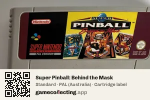 Super Pinball: Behind the Mask Super Nintendo Entertainment System, PAL cartridge label