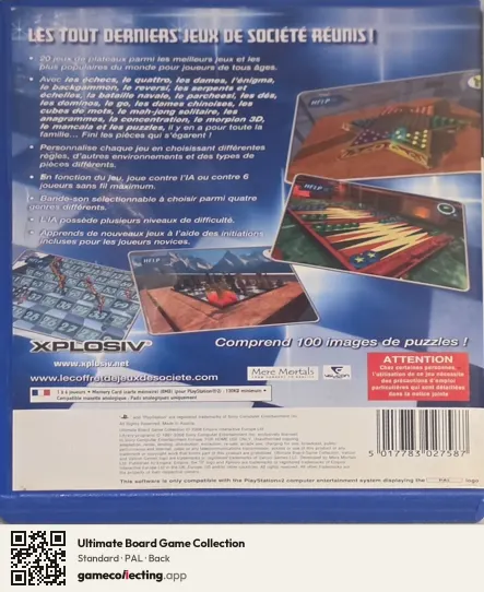Ultimate Board Game Collection PlayStation 2, PAL box back