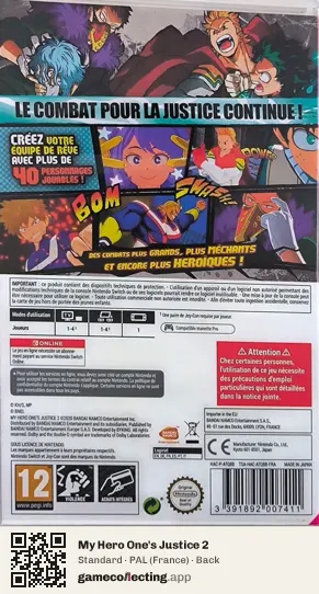 My Hero One's Justice 2 Nintendo Switch, France box back