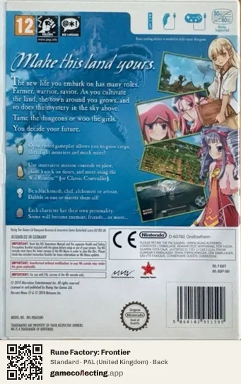 Rune Factory: Frontier Nintendo Wii, United Kingdom box back