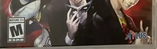 Persona 5, the ESRB box on its front