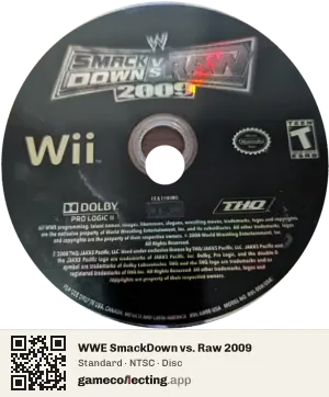 WWE SmackDown vs. Raw 2009 Nintendo Wii, NTSC disc