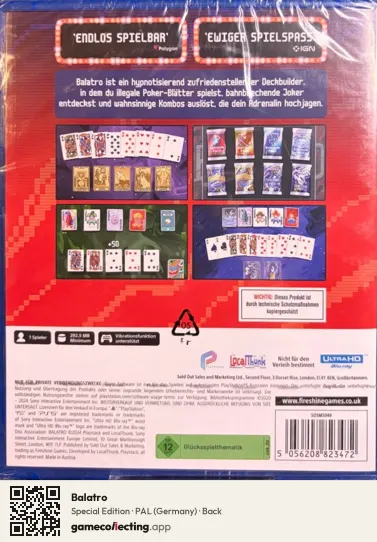 Balatro PlayStation 5, Germany box back