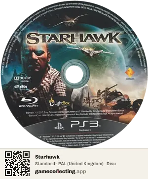 Starhawk PlayStation 3, PAL disc