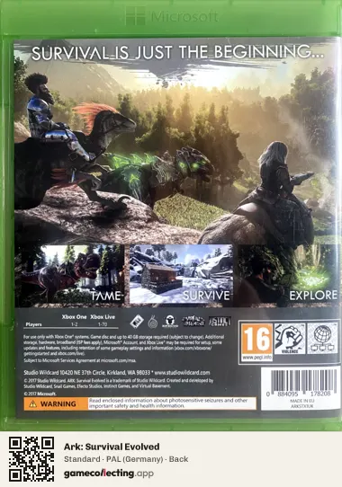 Ark: Survival Evolved Xbox One, Germany box back