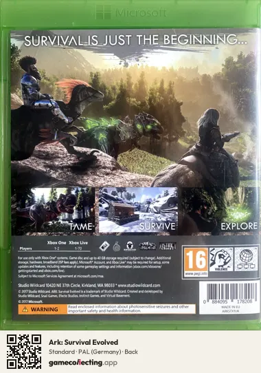 Ark: Survival Evolved Xbox One, Germany box back