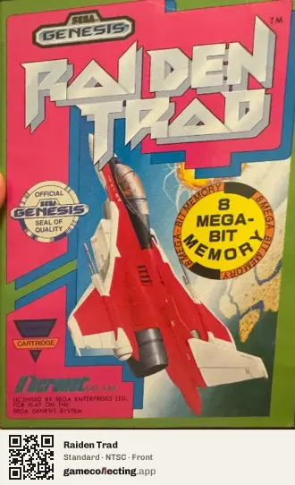 Raiden Trad Sega Mega Drive / Genesis, NTSC box front