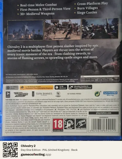 Chivalry 2 PlayStation 5, United Kingdom box back
