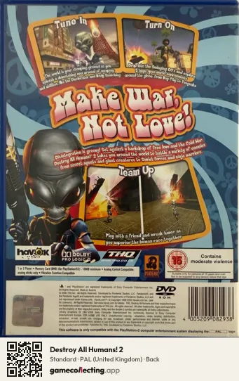 Destroy All Humans! 2 PlayStation 2, United Kingdom box back