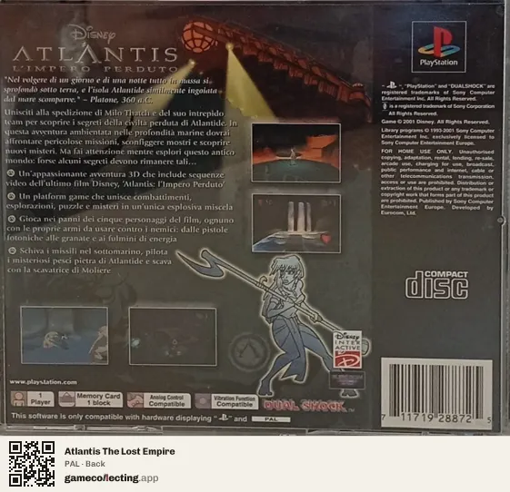 Atlantis The Lost Empire PlayStation, PAL box back