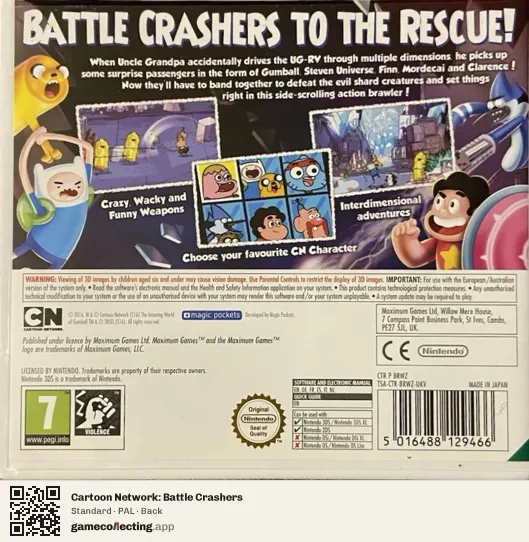 Cartoon Network: Battle Crashers Nintendo 3DS, PAL box back