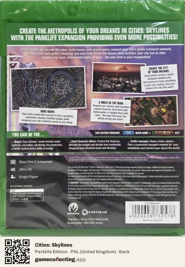 Cities: Skylines Xbox One, United Kingdom box back