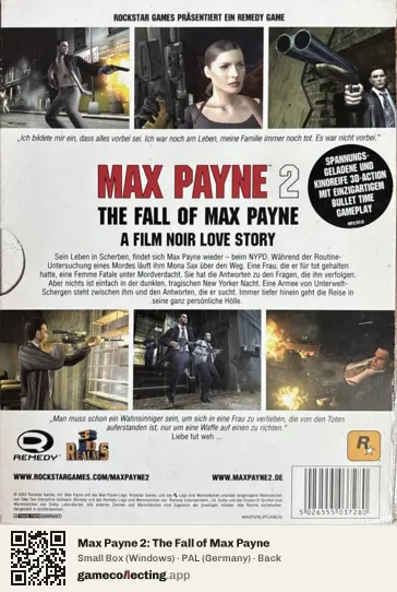 Max Payne 2: The Fall of Max Payne Computer, Germany box back