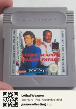 Lethal Weapon Game Boy, PAL cartridge label