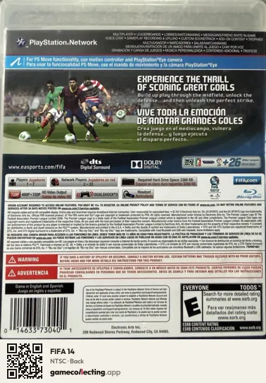 FIFA 14 PlayStation 3, NTSC box back