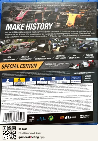 F1 2017 PlayStation 4, Germany box back