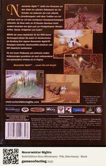 Neverwinter Nights Computer, Germany box back