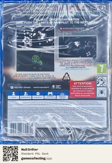 Null Drifter PlayStation 4, PAL box back