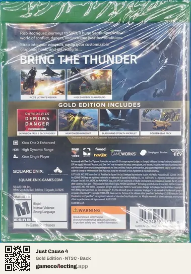Just Cause 4 Xbox One, NTSC box back
