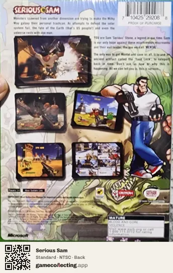 Serious Sam Xbox, NTSC box back