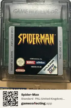 Spider-Man Game Boy Color, PAL cartridge label