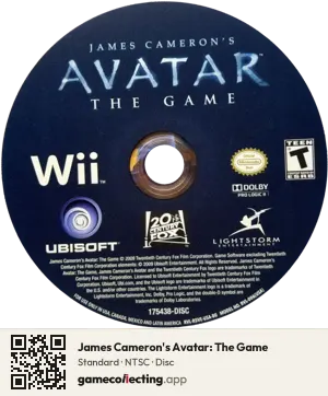 James Cameron's Avatar: The Game Nintendo Wii, NTSC disc