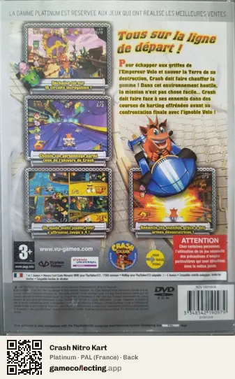Crash Nitro Kart PlayStation 2, France box back