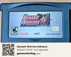 Dynasty Warriors Advance Game Boy Advance, NTSC cartridge label