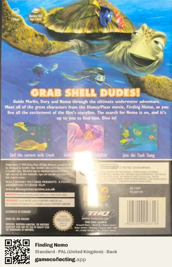 Finding Nemo Nintendo GameCube, United Kingdom box back