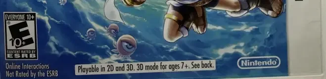 Kid Icarus: Uprising, the ESRB box on its front