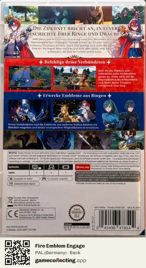 Fire Emblem Engage Nintendo Switch, Germany box back