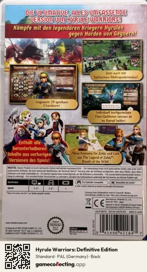 Hyrule Warriors: Definitive Edition Nintendo Switch, Germany box back