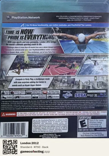 London 2012 PlayStation 3, NTSC box back