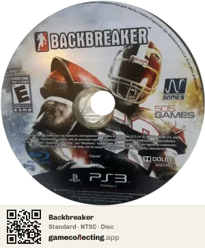 Backbreaker PlayStation 3, NTSC disc