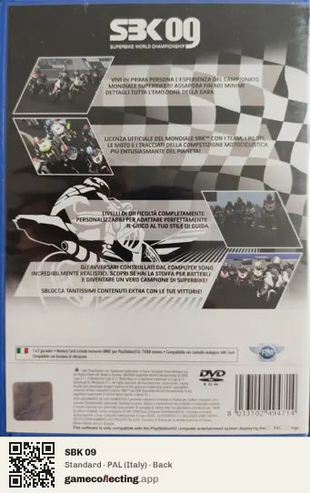 SBK 09 PlayStation 2, Italy box back