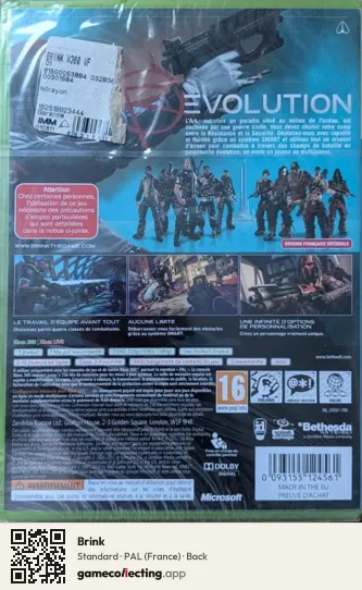Brink Xbox 360, France box back