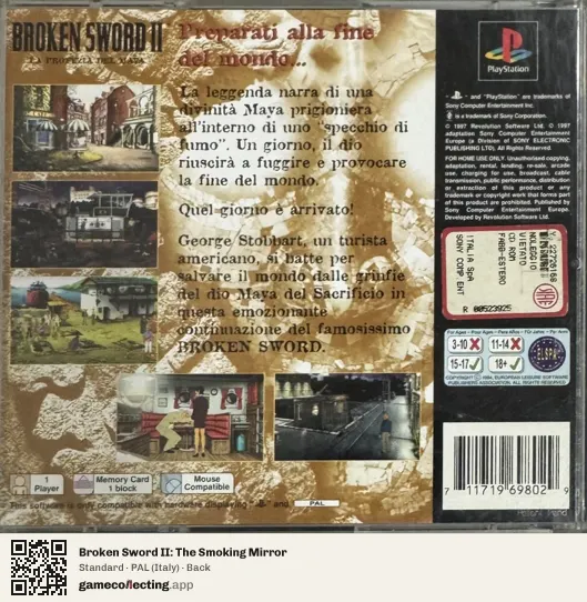 Broken Sword II: The Smoking Mirror PlayStation, Italy box back
