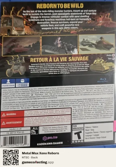 Metal Max Xeno Reborn PlayStation 4, NTSC box back