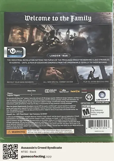 Assassin's Creed Syndicate Xbox One, NTSC box back