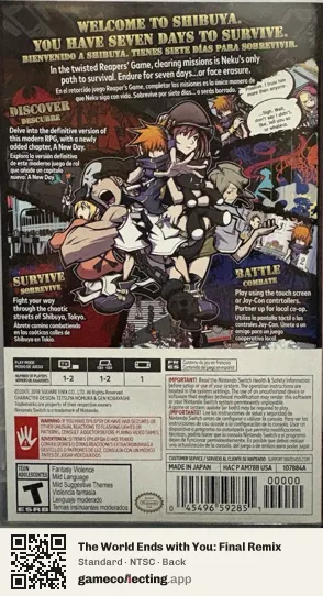 The World Ends with You: Final Remix Nintendo Switch, NTSC box back
