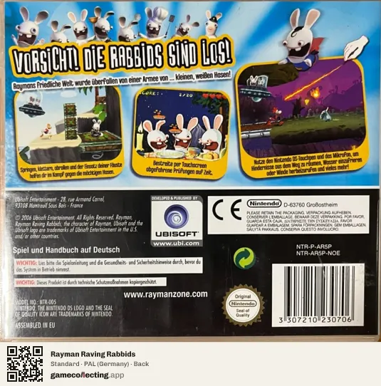 Rayman Raving Rabbids Nintendo DS, Germany box back