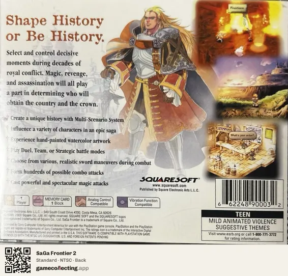 SaGa Frontier 2 PlayStation, NTSC box back