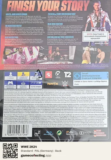 WWE 2K24 PlayStation 4, Germany box back