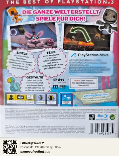 LittleBigPlanet 2 PlayStation 3, Germany box back
