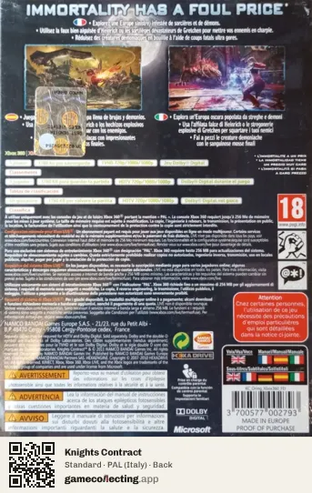 Knights Contract Xbox 360, Italy box back