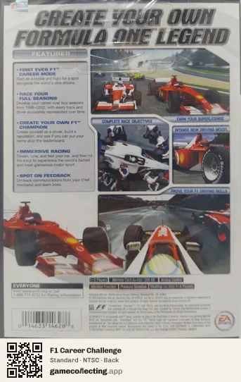 F1 Career Challenge PlayStation 2, NTSC box back